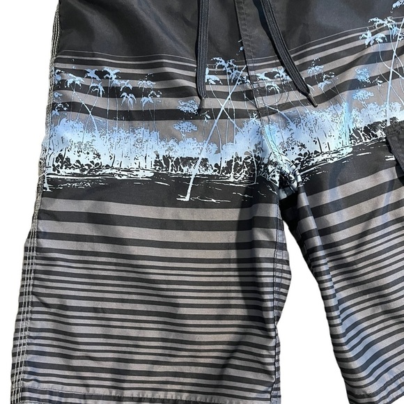 Gap Mens NWOT Blue And Gray Pocketed Swim Trunks With Liner, Size Med - Picture 2 of 6